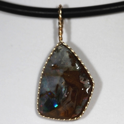 SOLID BOULDER OPAL PENDANT Unusual!